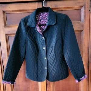 Tara Jones Women's Black Quilted Jacket Snap Front Lined Size 12P